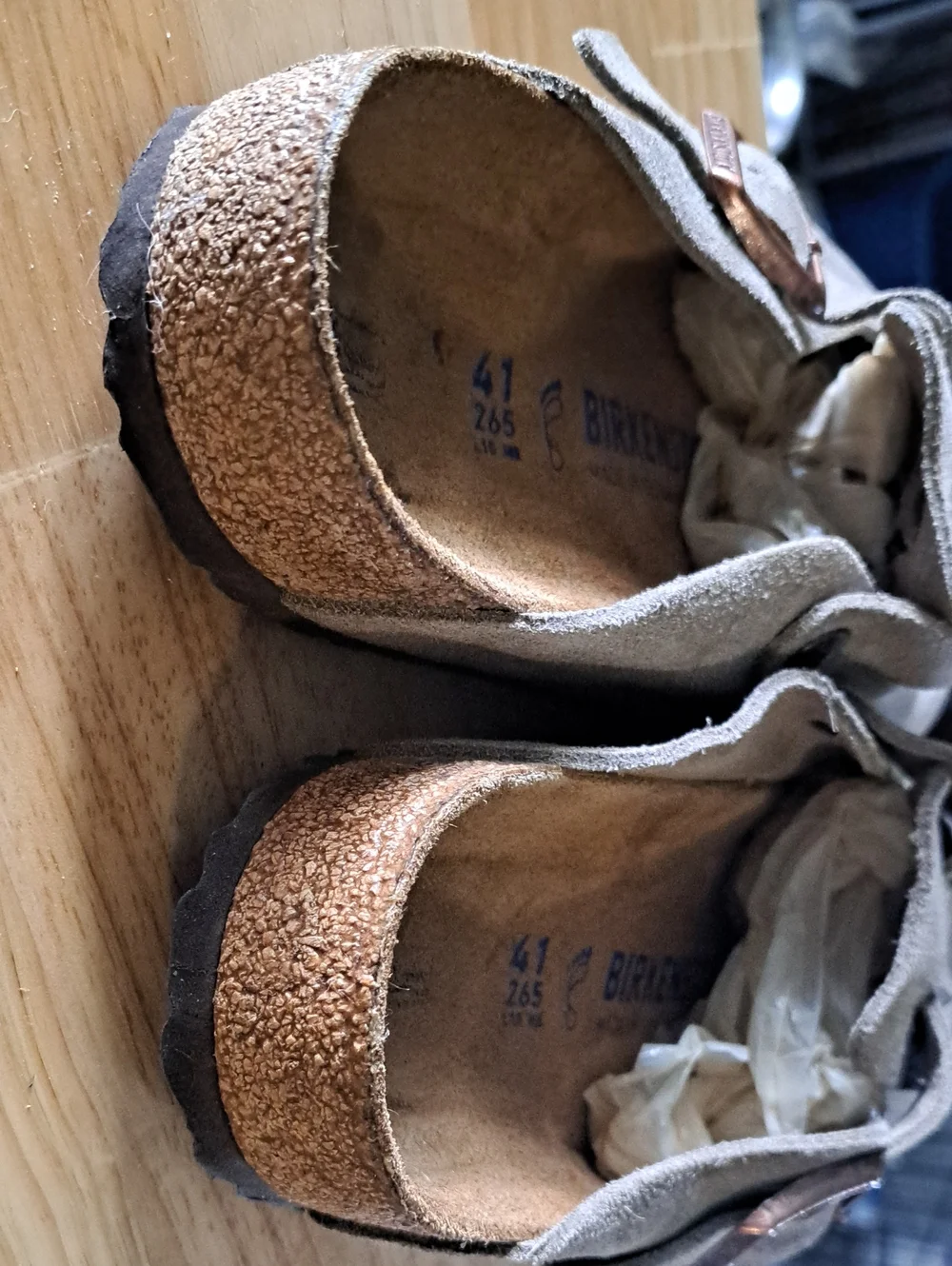 Birkenstock Gray Suede Slip-On Clogs with Buckle - Picture 4 of 8